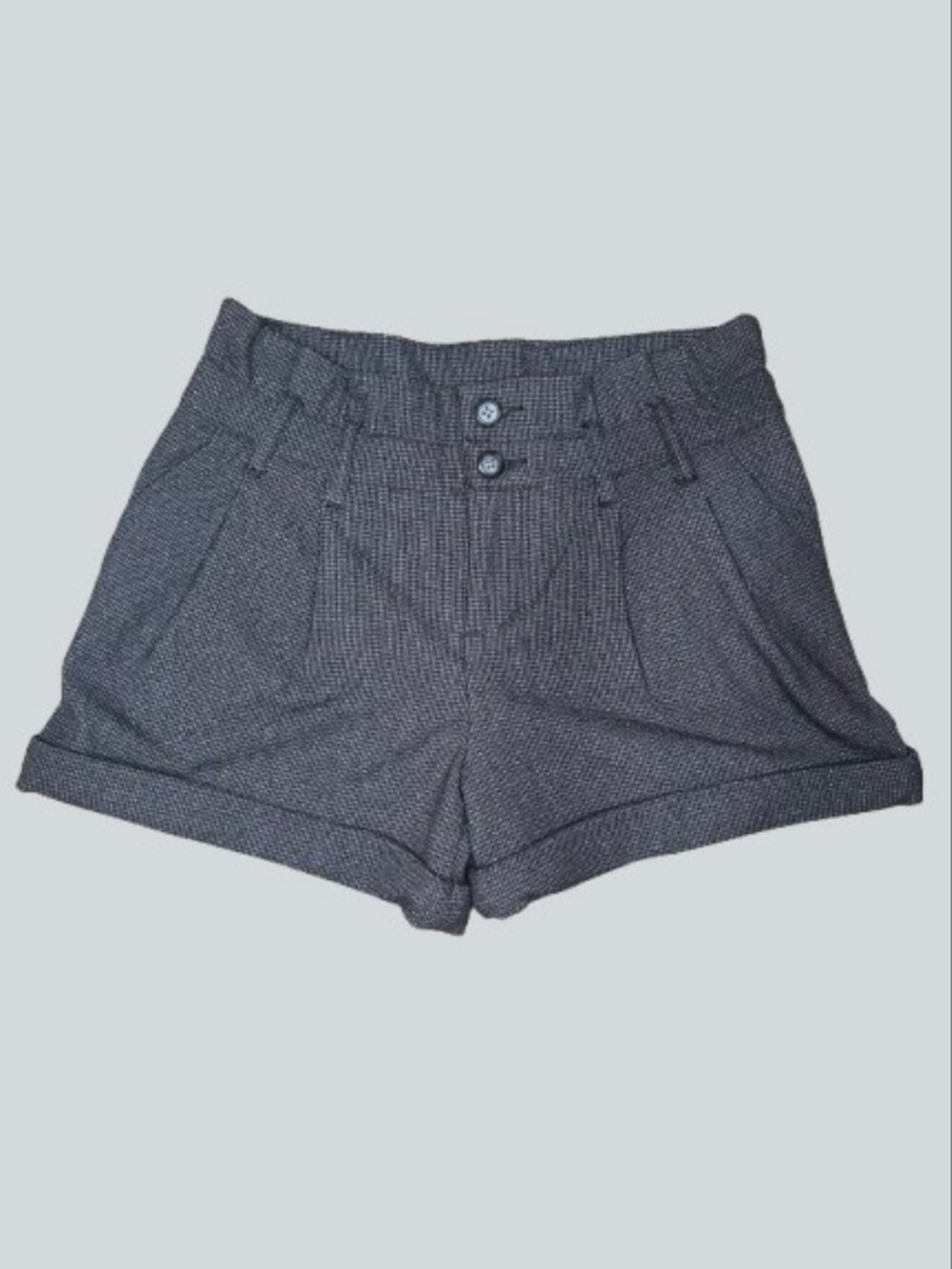 NWT Free People Black & Gray Herringbone Cuffed Shorts - Size 2